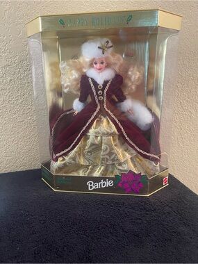 Barbie Burgundy Velvet & Gold Holiday Collector Doll holiday, Barbie